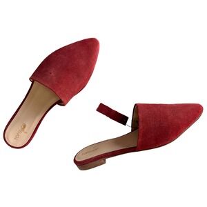 NEW Topshop Sued Slide Angelina Flat Mule Pointy Toe Heel Red 8.5